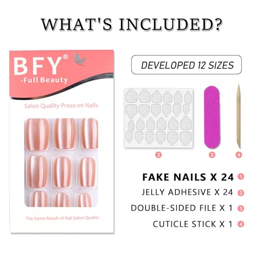 Cat Eye Press on Nails Medium Brown Square Fake Nails, Holographic Glitter Acrylic Nails Kits, Salon Quality False Nails Glue Full Cover Nail Tips 24 Pcs - Image 6