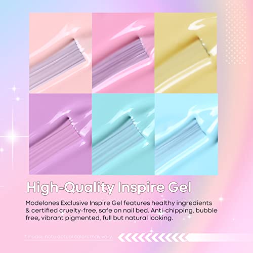 modelones Gel Nail Polish Set, 6 Colors 2024 Spring Gel Polish Kit Bright Pastel Macaron Candy Nail Polish Gel Pink Mint Green Blue Purple Gel Nail Soak Off Nail Art Manicure Gift DIY Salon - Image 3