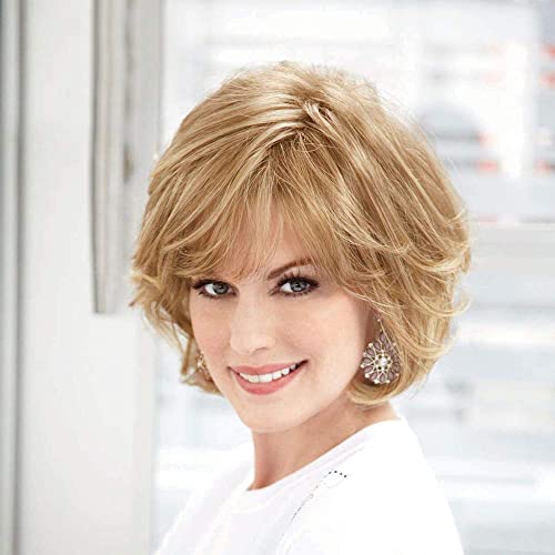 EMMOR Blonde Human Hair Wigs for Women Mixed Healthy Synthetic Fiber Layered Wig With Side Part,Softer/Finer/Lightweight Natural Daily Use (Color 30/613)