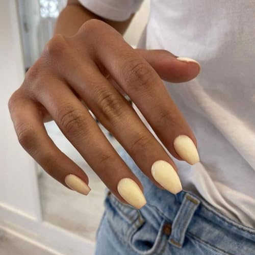 24 PCS Baby Yellow Medium Coffin Press on Nails Short Acrylic Glue Ons - Image 3