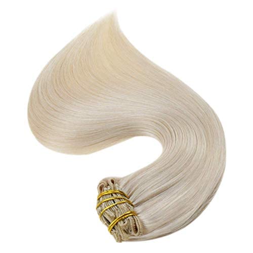 Full Shine Blonde Human Hair Clip in Extensions Invisible Hair Extensions Clip in Human Hair Platinum Blonde Hair Extensions Clip ins Straight Remy Hair 22 Inch 150g - Image 7