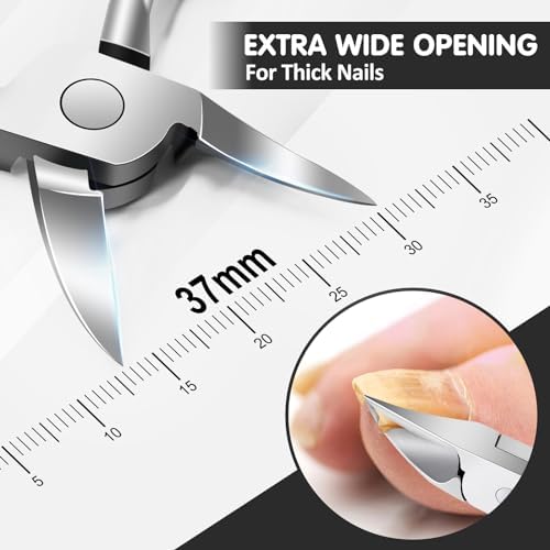 Toenail Clippers for Thick Toenails - Ingrown Sharp 25°Curved Blade Heavy Duty Nail Clippers for Seniors, Large Wide Jaw Opening Ingrown Toenail Clippers, Toe Nail Cutter with Easy-to-Grip Soft Handle - Image 3