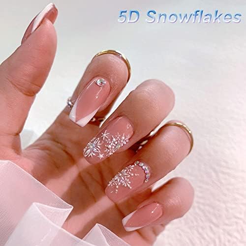 Christmas 5D Stereoscopic Embossed Nail Art Stickers Decals Snowflake Snowman Texture Design Nail Polish Sliders Nail Foils for DIY Nail Art Christmas Party Decorations Supplies (A) - Image 2