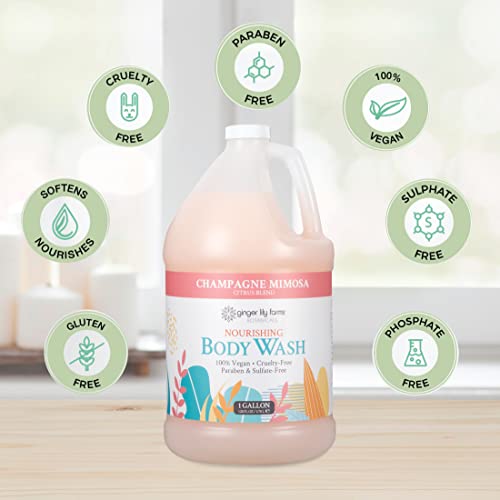 Ginger Lily Farms Botanicals Nourishing Body Wash, Champagne Mimosa, 100% Vegan & Cruelty-Free, Citrus Blend Scent, 1 Gallon (128 fl oz) Refill - Image 4