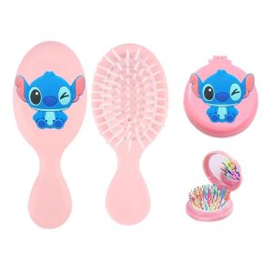 ZOSTLAND 2 Pcs Blue Monster Baby Cartoon Hair Brush,Mini Folding Brush with Mirror,Toddler Thin Hair Air Cushion Wet and Dry Mini Detangler Travel Hair Brush for Kid Girls Boys and Women (2Pcs Pink)