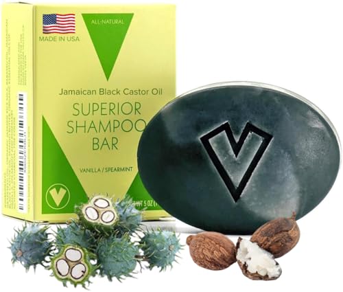 Veeta Superior Shampoo Bar (5 ounces) - Strengthen & Promote Hair Growth Jamaican Black Castor Oil, Extreme Lather, All Natural Plant Based