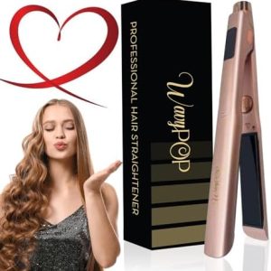 PRO 1.25 Inch Pure Titanium Rose Gold 2-in-1 Flat Iron Hair Straightener and Curler Adjustable Temp Auto Shut Off
