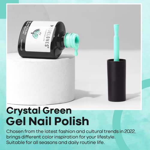 modelones Gel Nail Polish, 15ml Spring Summer Pastel Blue Green Solid Color Gel Polish Soak Off LED High-Pigmented & Shine Long Wear Gel Polish Nail Art Manicure Gift DIY Salon Home, 0.5 fl oz. - Image 2