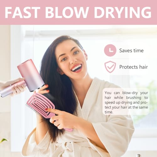 Vented Detangling Paddle Hairbrush for All Hair Types, Wet or Dry Use, Pink - Image 2