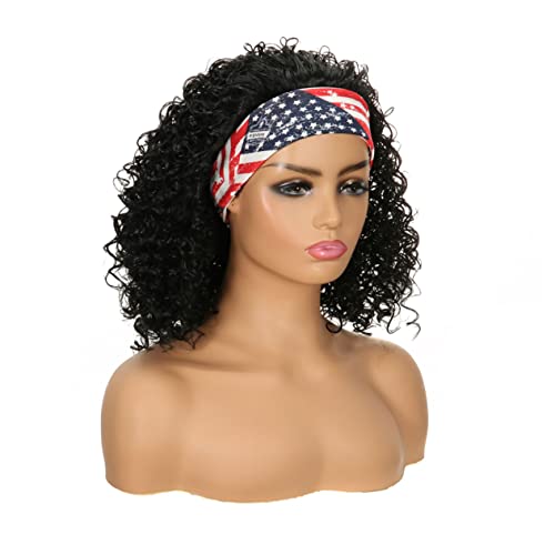 Natural Full Curly Long Afro Wig for Black Women, Includes Bangs, High-Temp Wire Headband Included - Image 6