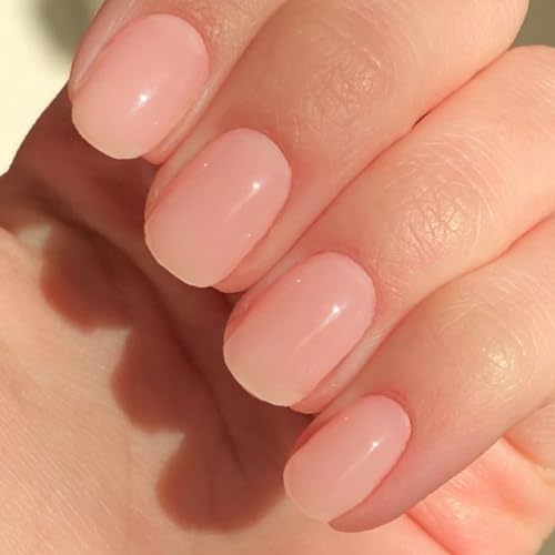 GLAMERMAID Press On Nails Extra Short Square, Jelly Soft Gel Fake Nails Round Squoval, Natural Nude Pink False Nails Tip, Reusable Acrylic Pure Glossy Stick on Nails, Glue on Nail for Women Girl Gift - Image 5