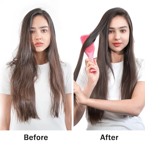 Pink No Tangle Detangler Hair Brush for Wet Dry Hair Lightweight Soft Bristles - Image 6
