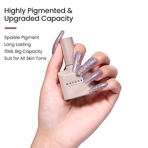 MAYCHAO 15ML Sakura Blossom Glitter Gel Nail Polish 1Pc Sakura Gel Polish Soak off Gel Polish Nail Art Manicure Salon DIY at Home, 0.5 OZ - Image 3