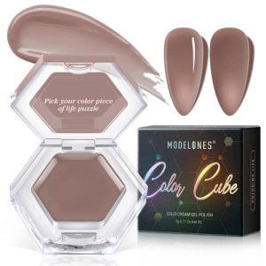 modelones Jelly Gel Nail Polish, 1 Pcs 3g Nude Color Solid Gel Polish Neutral Brown Translucent Pudding Gel Crème Manicure Palette New Gel Formula Soak Off LED Nail Art Gel Salon DIY Home Ideal Gift