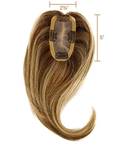 Easihair EasiPart HD 12" Length Topper Color 22F16S8 Venice Blonde- Heat Friendly Hairpiece Synthetic Clip In 1 Piece Volumizer Monofilament 2.75”x5” Base Bundle Maxwigs Booklet - Image 7