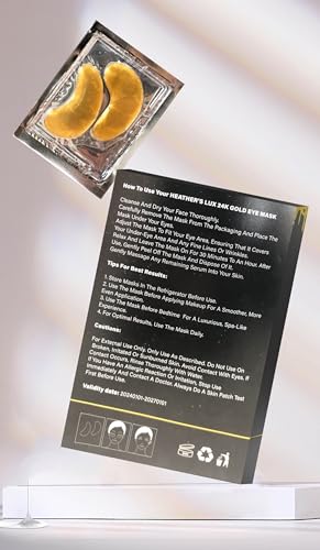 Heather's Lux 24K Gold Eye Masks Under Eye Patches Eye Gels for Dark Circles, Puffy Eyes, Puffiness, Wrinkles, Fine Lines, Rejuvenating, Hydrating, Anti-Aging (20 Pairs per Box) - Image 3
