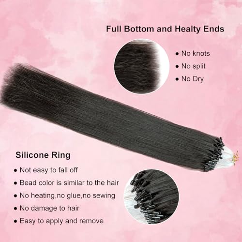 Micro Loop Hair Extensions Real Human Hair Naturally Blend Soft and Smooth Straight Micro Links Hair Extensions Human Hair 100 strands 18 Inches - Image 4