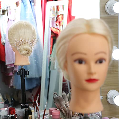 26"-28" Long Hair Mannequin Head with 60% Real Hair, Hairdresser Practice Training Head Cosmetology Manikin Doll Head with 9 Tools and Clamp - Makeup On - Image 8