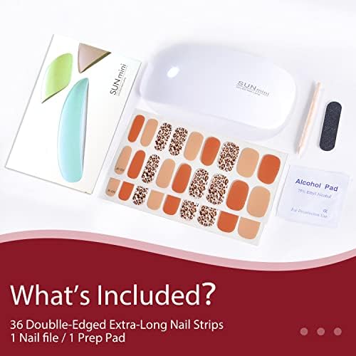 Semi Cured Gel Nail Stickers Long Lasting Nail Polish Strips with UV Lamp Salon-Quality Semi-Cured Gel Nail Wraps Semicured Gel Nail Sticker for Women with UV Light - Image 3