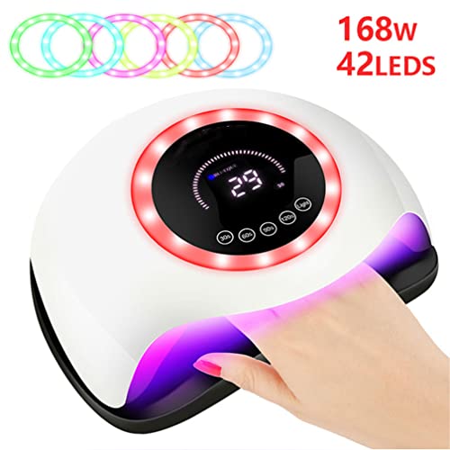 UV LED Nail Lamp,42 Lights Faster Gel Nail Dryer Professional Curing Nail Lamp for Gel Polish with 4 Timer Setting Auto Sensor Manicure Set Nail Art Tools for Fingernail And Toenail,Pink - Image 2
