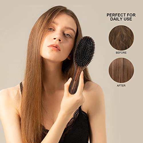 Natural Boar Bristle Hair Brush - Bearded Men and Girls with Long Hair - Ideal for Travel - Image 3