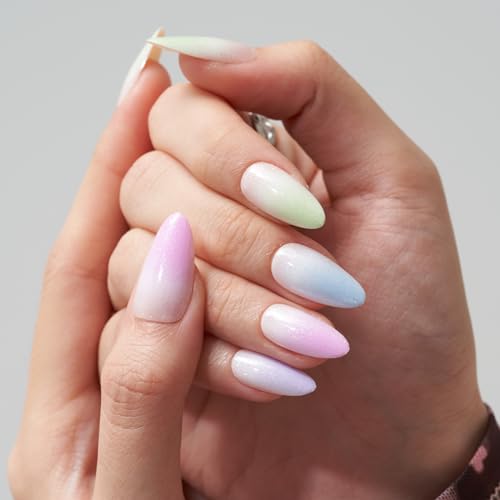 GLAMERMAID Medium Almond 24 Pcs Colorful Reusable Acrylic Press on Nails - Image 4