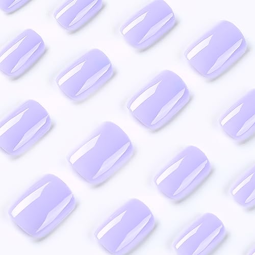 24 Pcs Purple Extra Short Square Glossy Press on Nails with Glue Included - Image 3