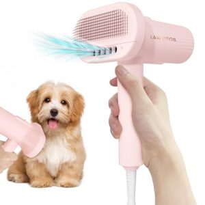 2-in-1 Pink Pet Dryer Brush for Small Dogs Gentle Grooming Compact Design