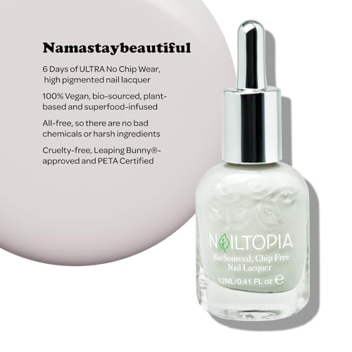 Nailtopia Bio-Sourced, Chip Free Nail Lacquer - All Natural, Strengthening Biotin and Superfood-Infused Polish - Chip Resistant Formula - Quick-Dry, Long Lasting Wear - Namastaybeautiful - 0.41 oz - Image 2