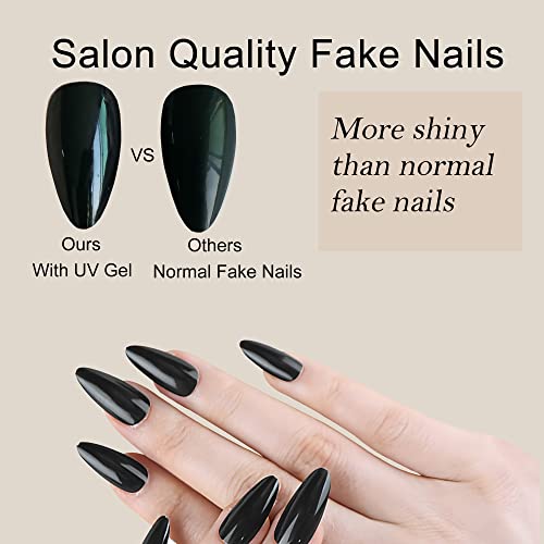 AddFavor 6 Boxes Almond Press on Nails Set, Medium Length Press on Nails Solid Color Glossy Acrylic False Fake Nails with Adhesive Tabs for Women and Girls - Image 4