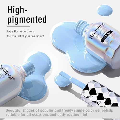 BEAUTPAL Blue Gel Nail Polish 15ML Soak Off UV LED Pastel Gel Polish Nail Art Manicure Salon DIY at Home, Color 132 Light Blue - Image 2