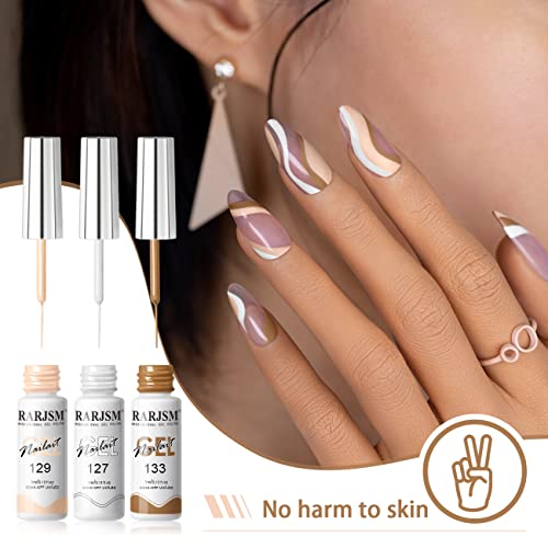 RARJSM Gel Paint for Nail Art Nude Liner Gel Nail Polish Set 12 Colors 5ml Pink Brown Line Art Gel Polish Build in Thin Sharp Brush for Swirl Nails Striping Painting Art Gel Soak Off Curing Requires - Image 5
