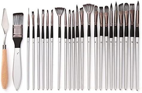 24 Pcs Paint Brushes Art Set for Acrylic Oil Watercolor Gouache a Kit Hog Bristle, Horse Hair and Nylon Hairs, Including a Carrying Canvas Roll (Color : Gray) - Image 7