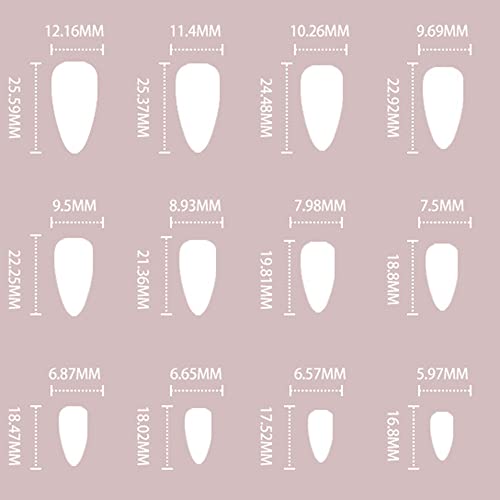 DOUBNINE 24PCS Press on Nails Medium Almond Rainbow Swirl French Tip Line Glossy Ballerina Fake Nails Acrylic Full Cover Luxury False Nails for Women - Image 6