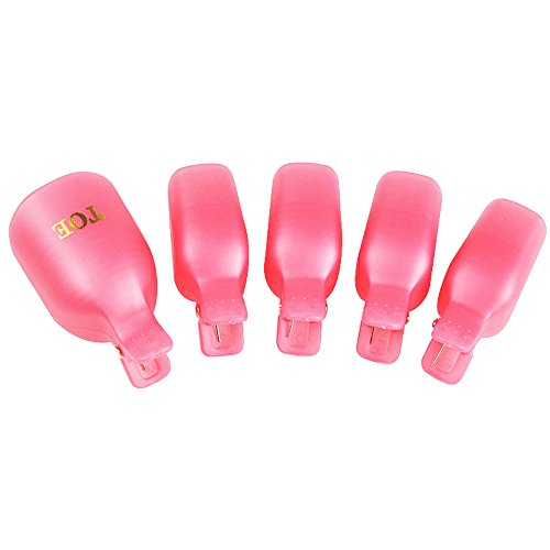 Yueton 10-Pack Pink Reusable Toenail Acetone Soak-Off Gel Polish Remover Clips - Image 2