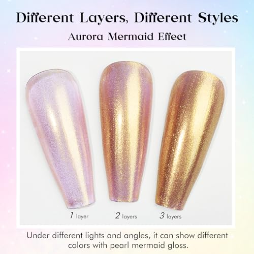 MIZHSE Nail Polish: Mermaid Pearl Nail Polish 6 Colors, Aurora Effect Nail Polish Air Dry Fast, Water-based Nail Polish Non Gel White Silver Gold Green Long Lasting Nail Art Manicure Home Gift - Image 3