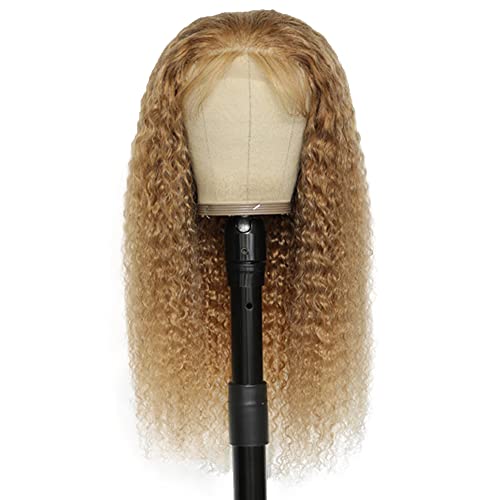 27 inch Lace Front Honey Blonde Wig Human Hair 26 Inch Deep Wave Wig Human Hair 4X1 Hd Transparent Lace Closure Wig Brazilian Virgin Hair Blonde Wig Glueless Pre Plucked With Baby Hair - Image 7