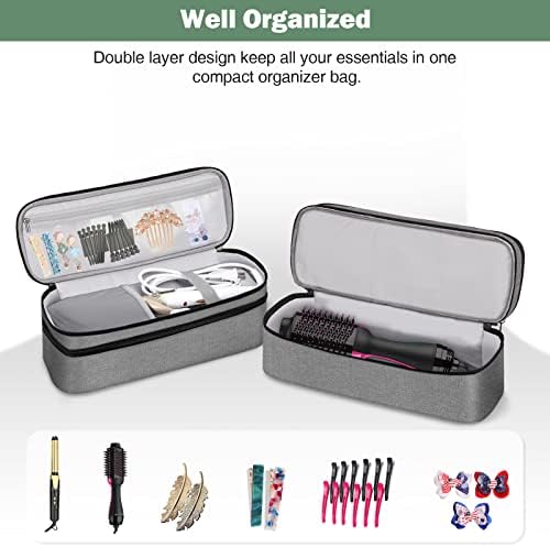 SITHON Double-Layer Travel Carrying Case for Shark FlexStyle/SmoothStyle, Water Resistant Storage Organizer Bag for Airwrap Styler, Also for Revlon One-Step Hair Dryer (Bag Only) (Gray) - Image 3