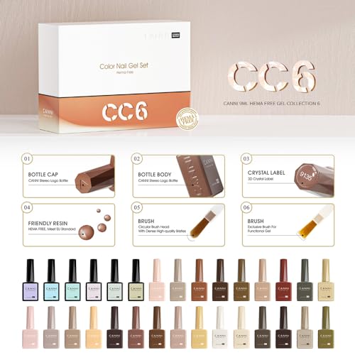 CANNI 30Pcs 9ML Hema-free Gel Nail Polish Set,Nude Brown Red Glitter Gold Gel Polish Kit Soak Off LED Nail Gel Polish Set Nail Art Starter Manicure Salon DIY at Home - Image 8