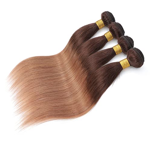 10A Ombre Brazilian Straight Hair 4 Bundles 100% Unprocessed Virgin Brazilian Remy Hair Bundles Straight Human Hair Bundles 2 Tone T4/30 Human Hair Weave Bundles (22 24 26 28) - Image 4