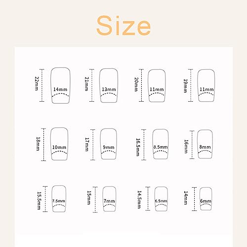 Yellow Press on Nails Medium Square Fake Nails Glossy False Nails With Leaves Flowers Designs Full Cover Stick on Nails Acrylic Coffin Artificial Nails Glue on Nails for Women Girls 24Pcs - Image 6