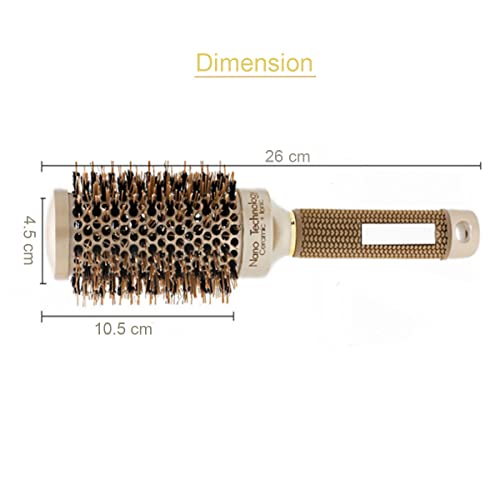 Professional Detangling Hair Round Brush with Non-Slip Handle, Ceramic Nano Coating, Nylon Bristles - Image 9