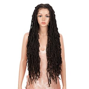 Style Icon 32" Faux Locs Wig Long Dreadlock Wig with Baby Hair Goddess Wigs Synthetic Twist Hair Wig (32 Inches, T1B/30)