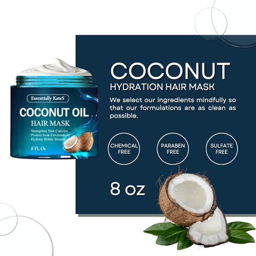 Coconut Oil Hair Mask 8 Fl Oz - Intensive Moisturization - Environmental Defense Formula - Natural Nutrient Infusion - Luminous Shine Enhancer - Image 4