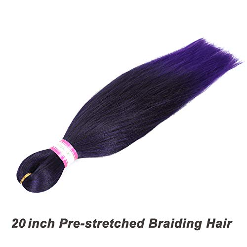Pre-Stretched 20 Inch Yaki Straight Synthetic Braiding Hair Extensions 8 Packs #T1B/Purple - Image 6