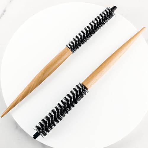4-Piece Mini Round Hair Brush Set with Wooden Handle and Nylon Bristles for Curly Hair - Image 7