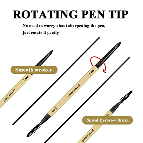 Eyebrow Tattoo Pencil,Eyeliner Pencil, with Eyebrow knife,Eyebrow brush Long Lasting Waterproof and Smudgeproof Natural Looking Brows (Brown/Black) - Image 5