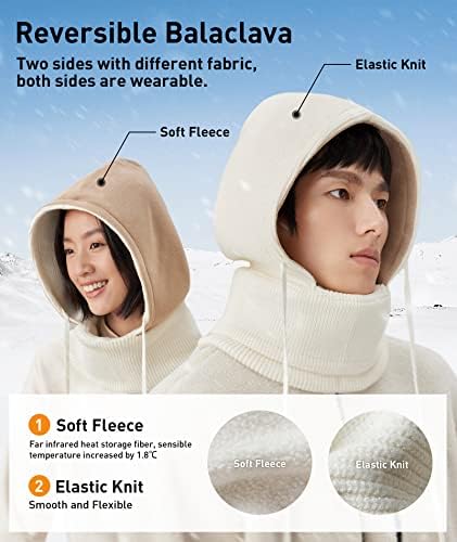 BENEUNDER Winter Hat - Hooded Scarf Ski Balaclava Mask, All Round Cover and Both Sides Fashion Winter Wear for Women and Men - Image 3