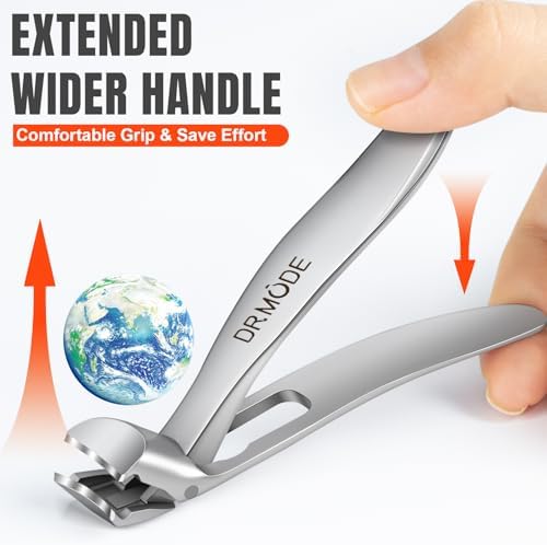 Nail Clippers for Seniors Thick Nails, DRMODE Angled Head Ergonomic Toenail Clippers with Wide Opening, Precision Large Finger Nail Clipper with Catcher Heavy Duty Nail Cutter Trimmer for Men Women - Image 4
