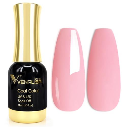 VENALISA Pink Gel Nail Polish, 1Pcs Pink Gel Polish Baby Pink Color Nail Polish Gel High Gloss Soak Off U V Gel Nail French Nail Manicure Salon DIY